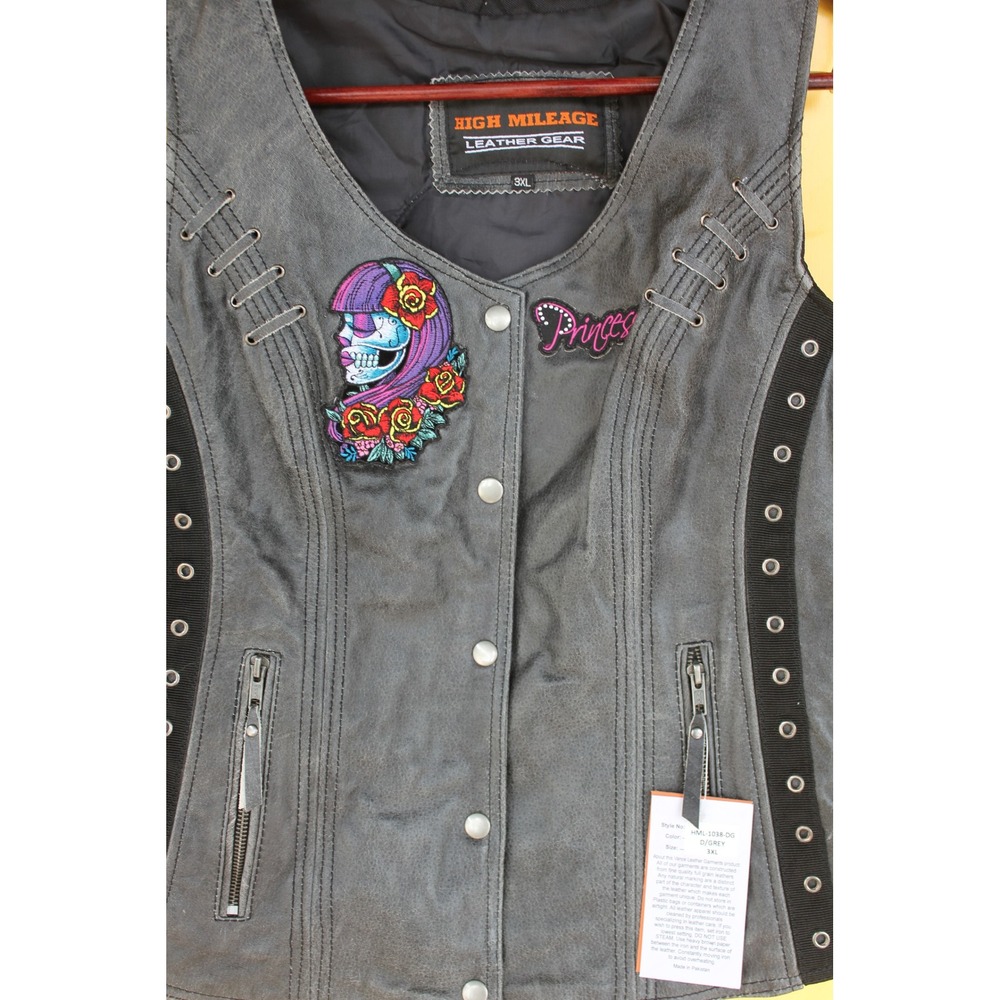 High Mileage Leather Gear Women 3XL Conceal Carry Pocket Vest Daytona Bike Week‎ - Picture 8 of 8